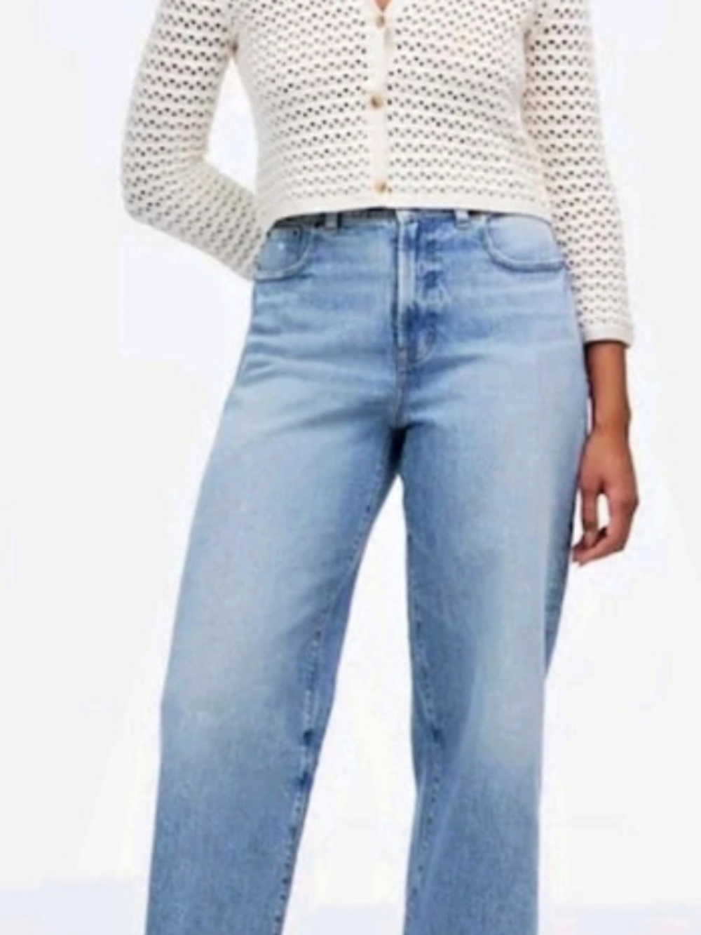 Madewell The Perfect Vintage Wide-Leg Crop Jean Blue Waist 29